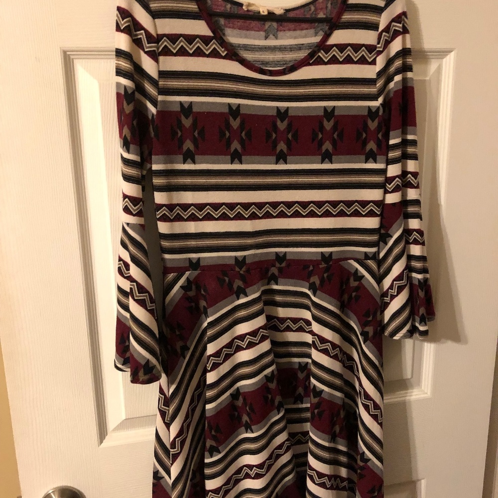 Aztec A-Line Bell Sleeve Dress